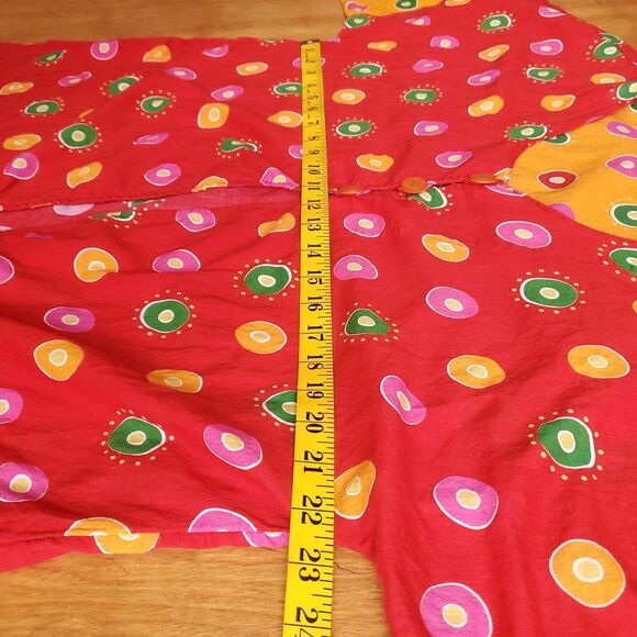 Gudrun Sjoden Red Orange Tunic L 100% Cotton 3 Button Colorful Dots Colorblock - Picture 9 of 10